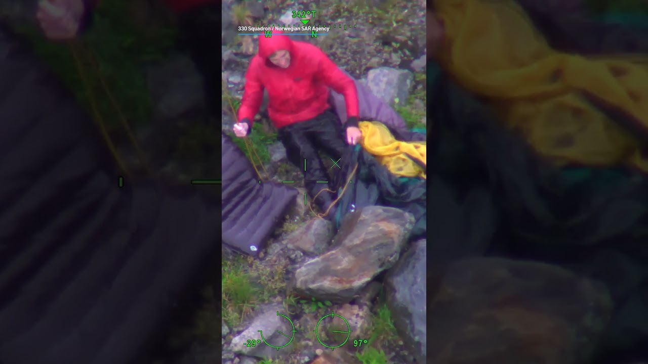 Video shows moment missing American hiker is found on glacier in Norway after six days