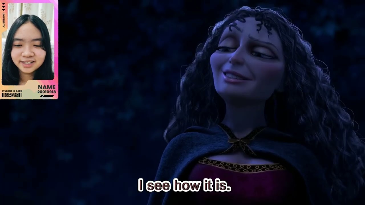  Si Ting trải nghiệm lồng tiếng trong vai mẹ Gothel trích đoạn phim hoạt hình Rapunzel