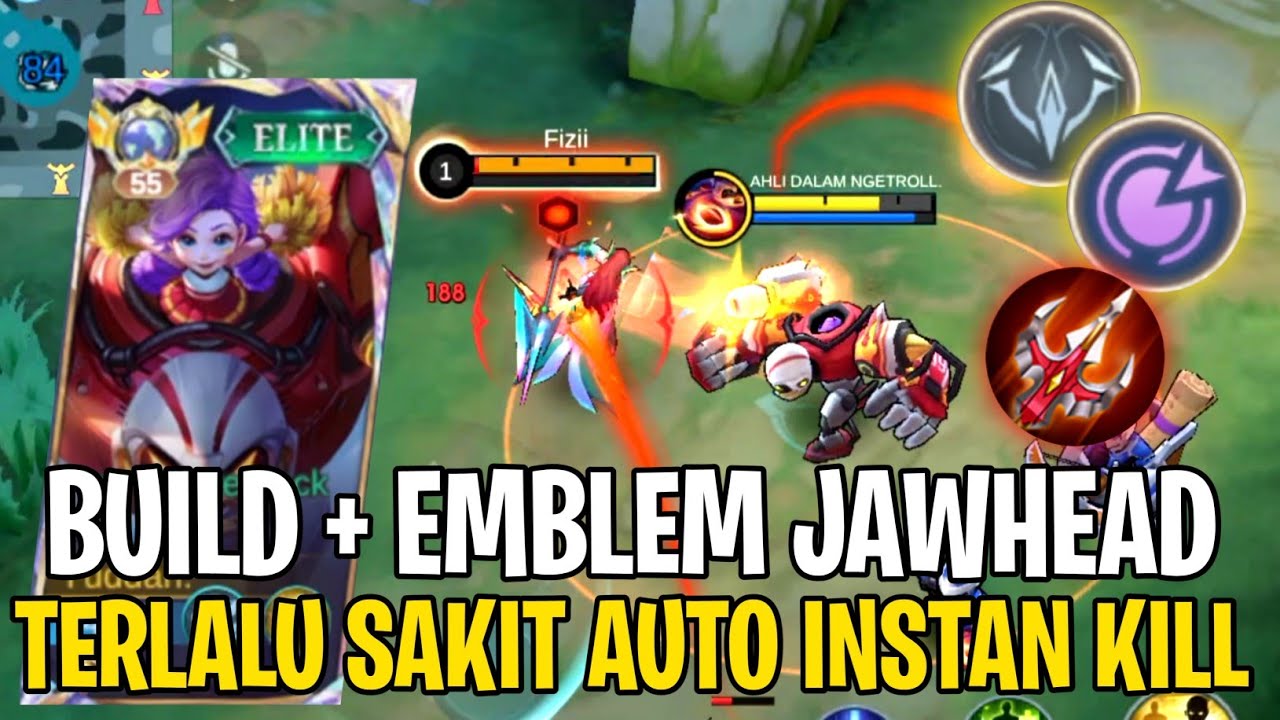 Emblem War Cry + Build Jawhead ini Terlalu IZI KILL - Top Global Jawhead Gameplay - Mlbb