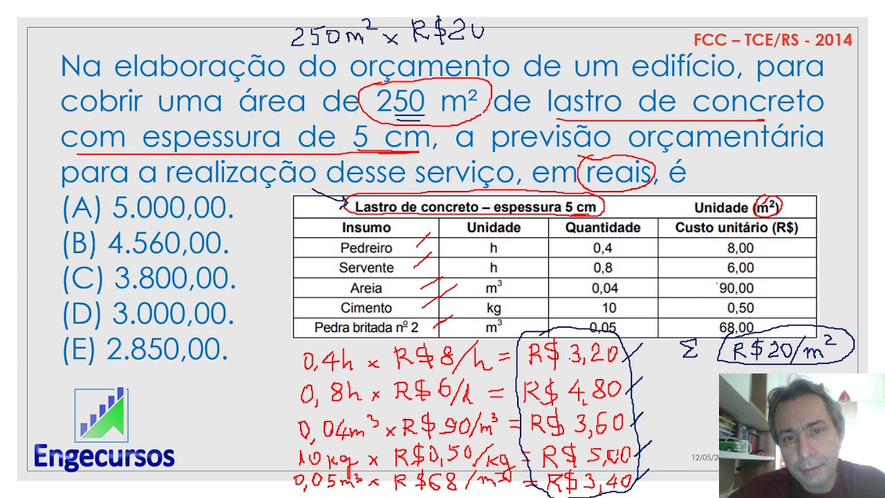 Questões de Concurso - Orçamento de Obras