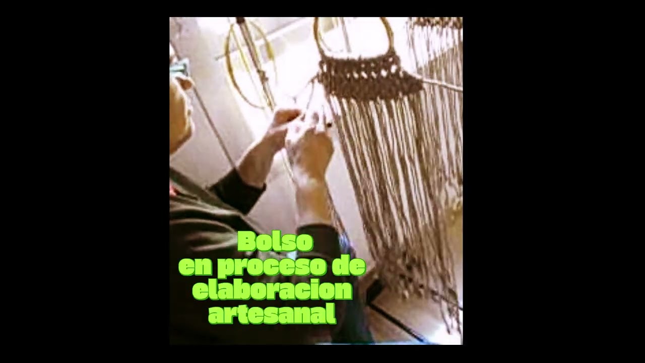 Creacion de mi primer bolso de macrame con asas de bambu