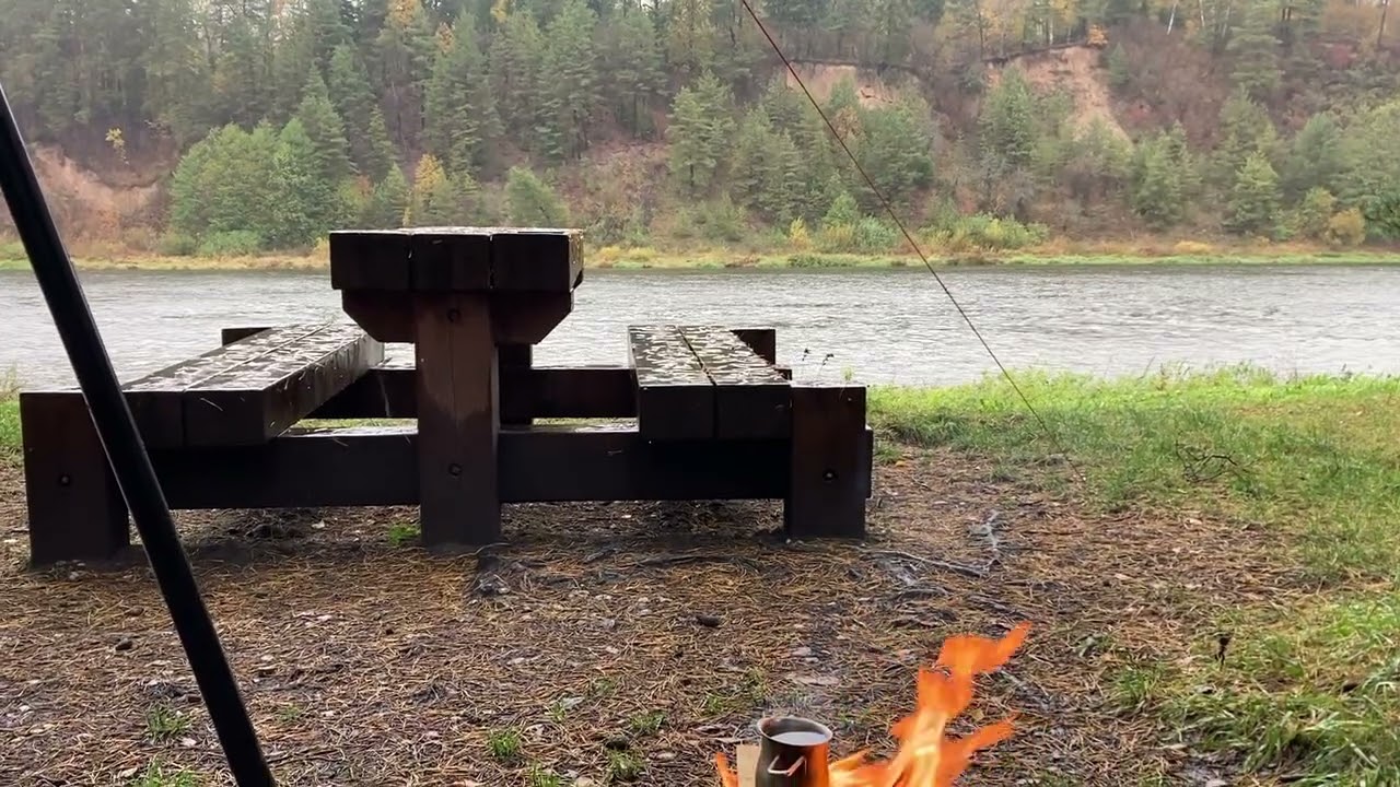 Car camping in October rain