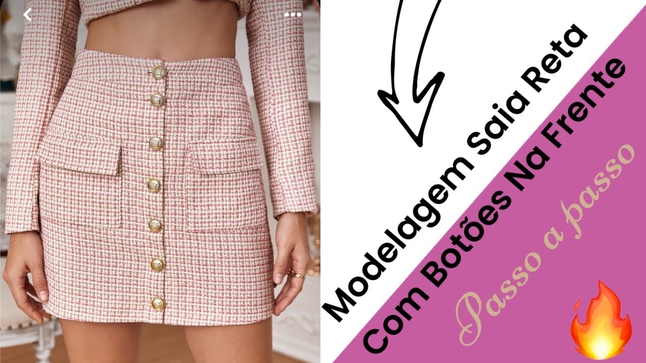 MODELAGEM SAIA RETA COM BOTÕES NA FRENTE (fácil)