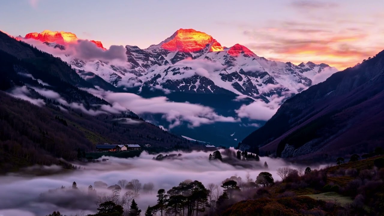 4K Sunset in the Mountains - Relaxing Nature & Meditation Music