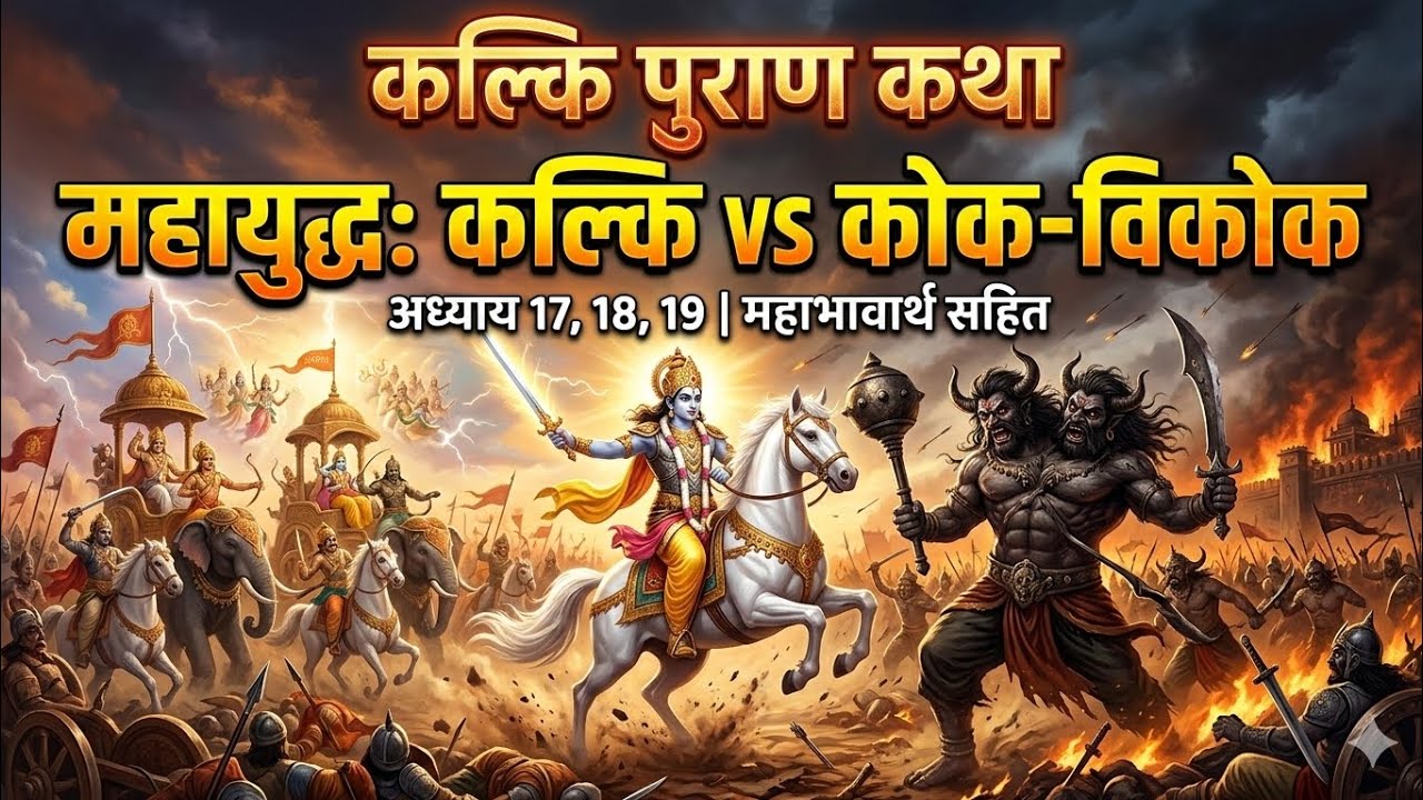 कलयुग के अंतिम युद्ध की सबसे भयानक गाथा: कल्कि बनाम कोक-विकोक । कल्कि पुराण अध्याय 17,18,19