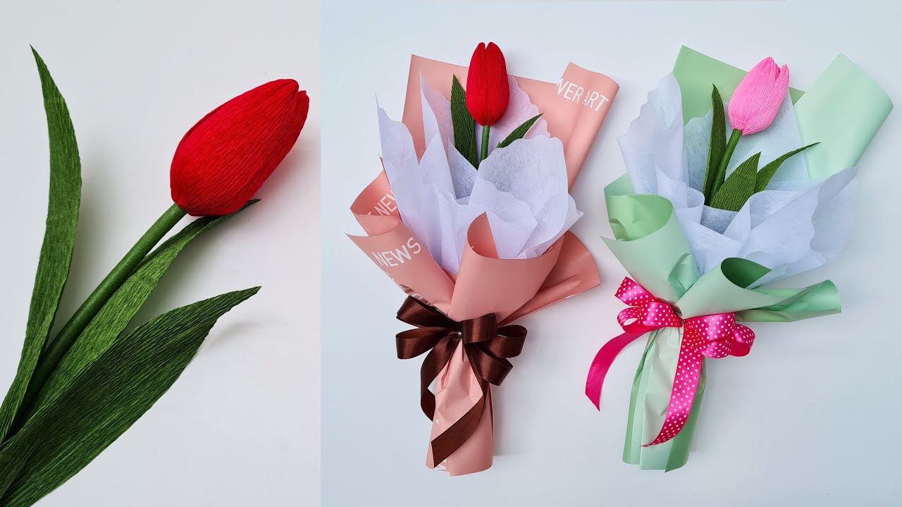 How To Make Tulip Paper Flower For Women’s Day / Paper Flower / Góc nhỏ Handmade