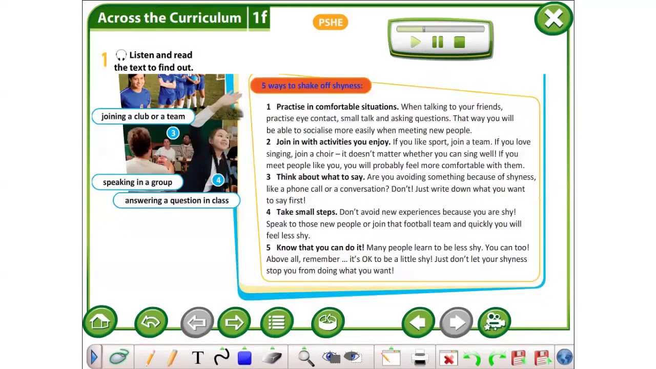 Excel 6 M 1 ex  1 p  14 Don't be shy!   listen and read