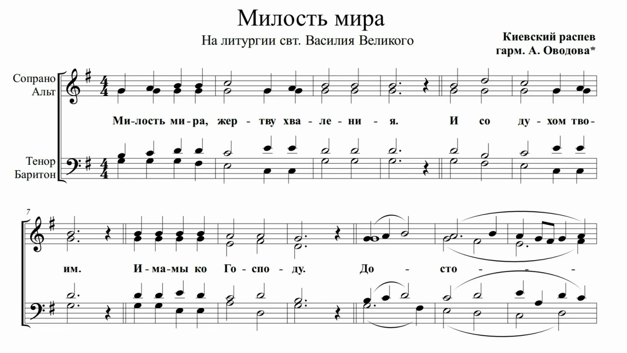 Милость мира на Литургии Василия Великого, гарм. А. Оводов