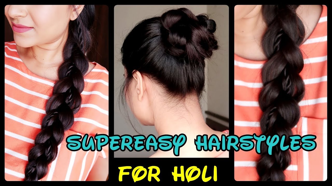 Supereasy Hairstyles+Haircare for Holi //Quick Easy hairstyles for long hair