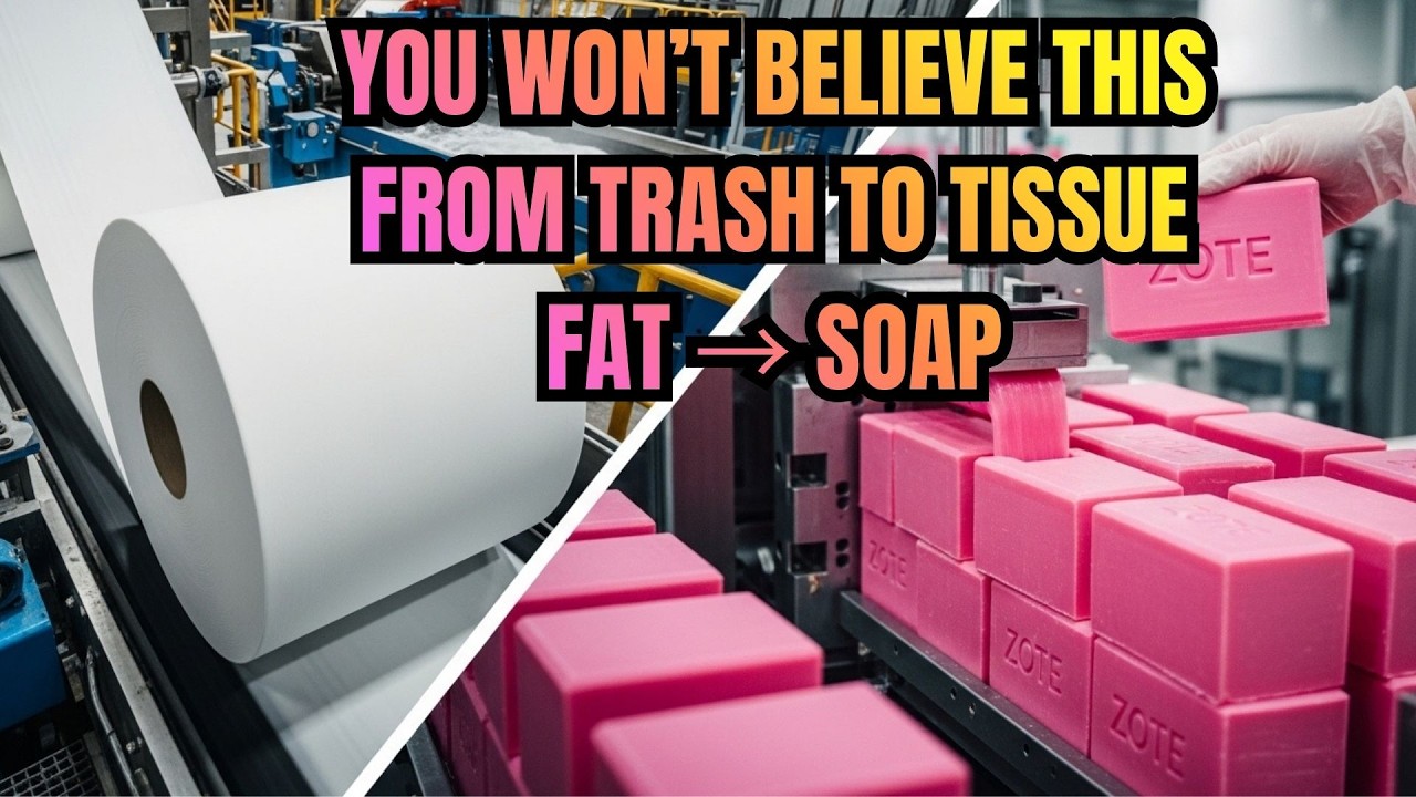 Process of producing toilet paper from waste paper and the process of producing soap from beef fat