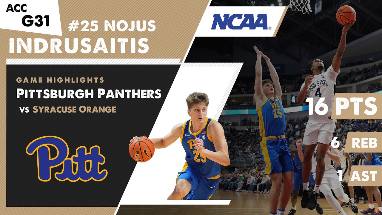 Lithuanian NOJUS INDRUSAITIS 16 PTS & 6 REB Pittsburgh Panthers NCAA game highlights