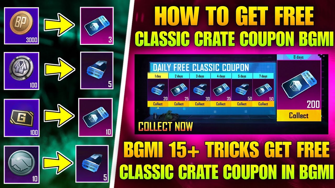 Bgmi 15+ New Trick 🔥 Get Free CLASSIC CRATE COUPON ! How To Get Free Classic Crate Coupon In Bgmi