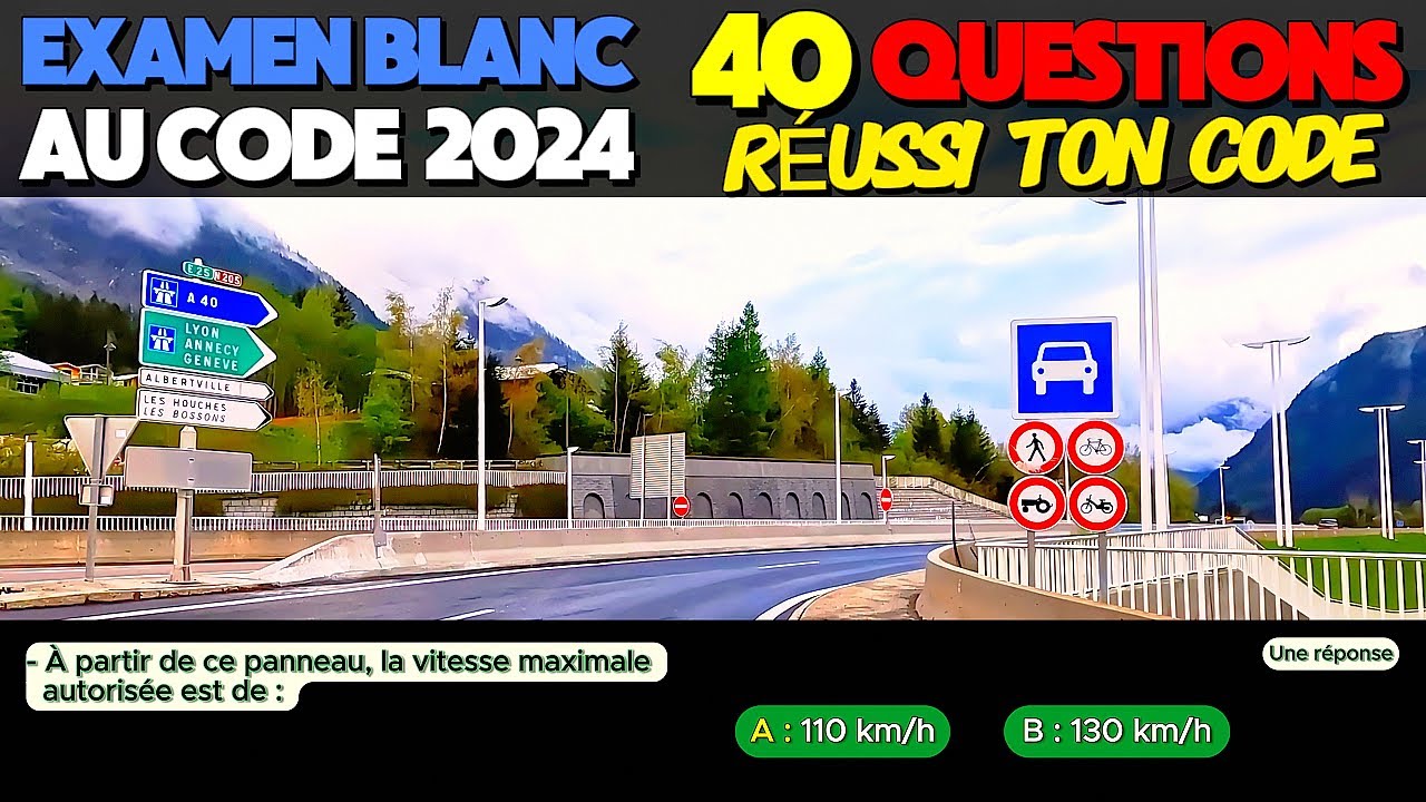 Test au code de la route - 40 Questions à l'Examen blanc du permis de conduire + Réponses