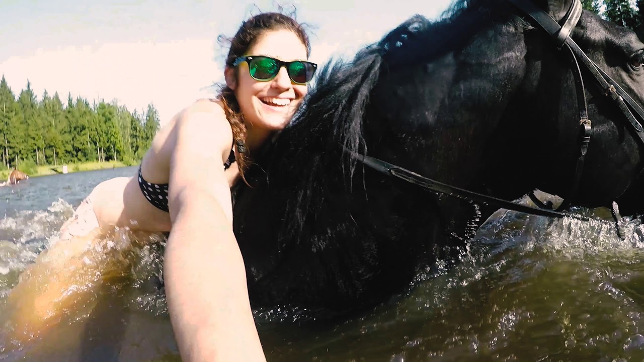summertime  / swimming with horses