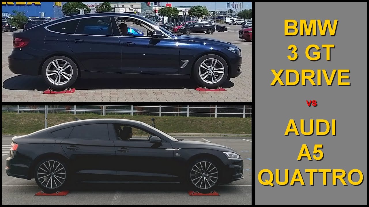 SLIP TEST - Bmw 3 GT xDrive vs Audi A5 Quattro - @4x4.tests.on.rollers