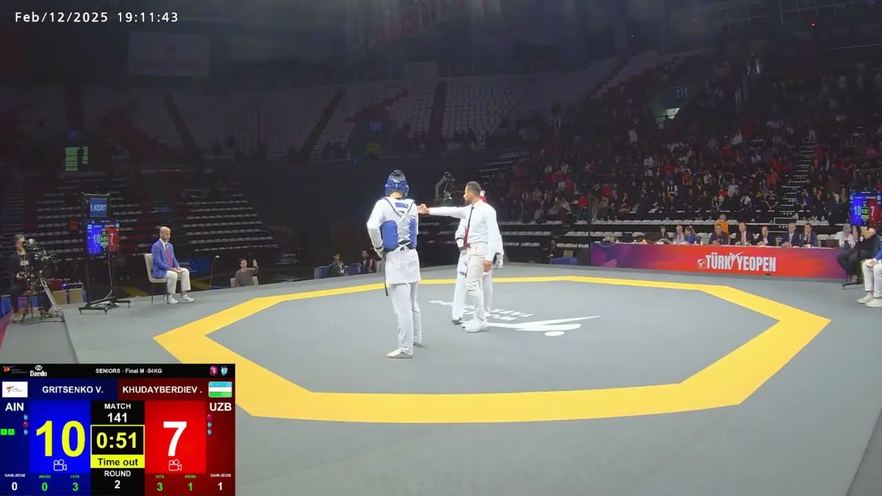 2025 Türkiye Taekwondo Open 54 Kg Final Match GRITSENKO Vladimir(AIN) vs KHUDAYBERDIEV Jakhongir(UZB