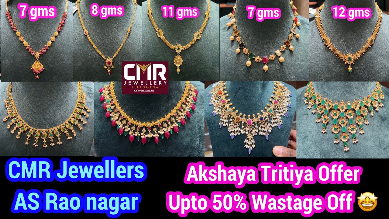 Lightweight necklaces starting from 7 gms 🤩 | CMR Jewellery A.S Rao Nagar | gold necklaces designs