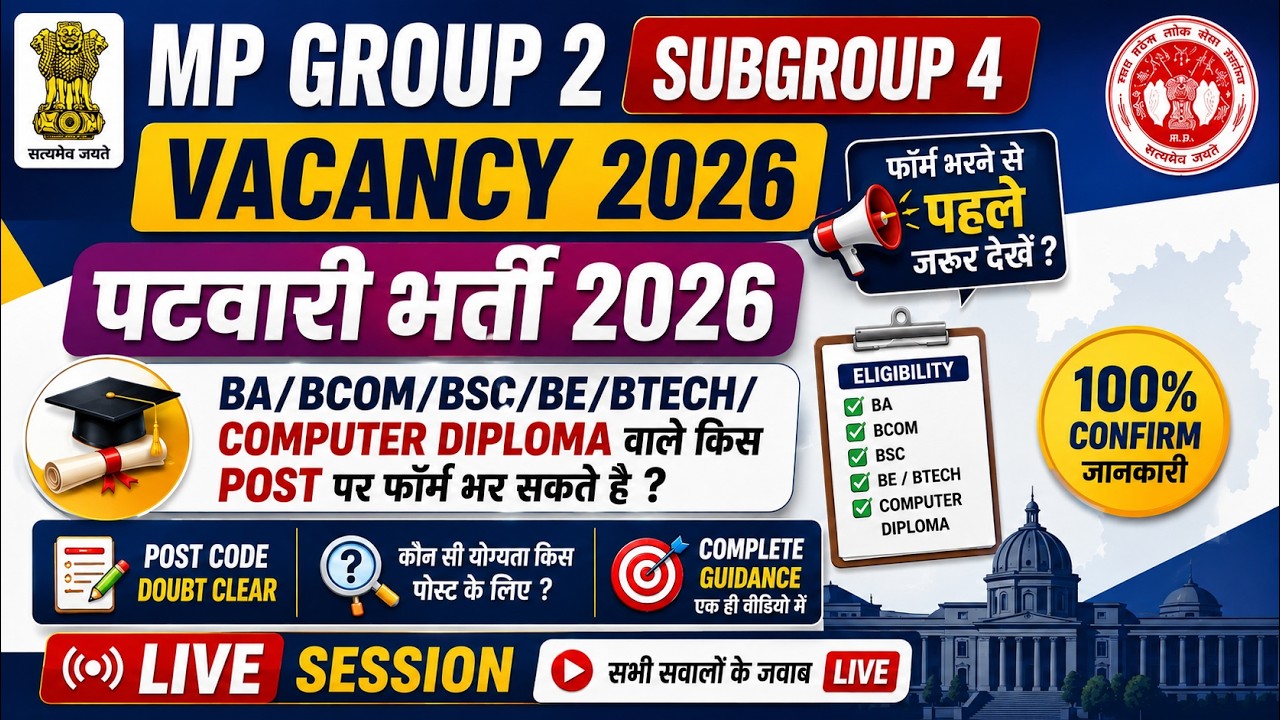 MP Group 2 Subgroup 4 Vacancy 2026 | BA/BCom/BSc/BE/BTech वाले कौन-कौन से Post भर सकते हैं? |