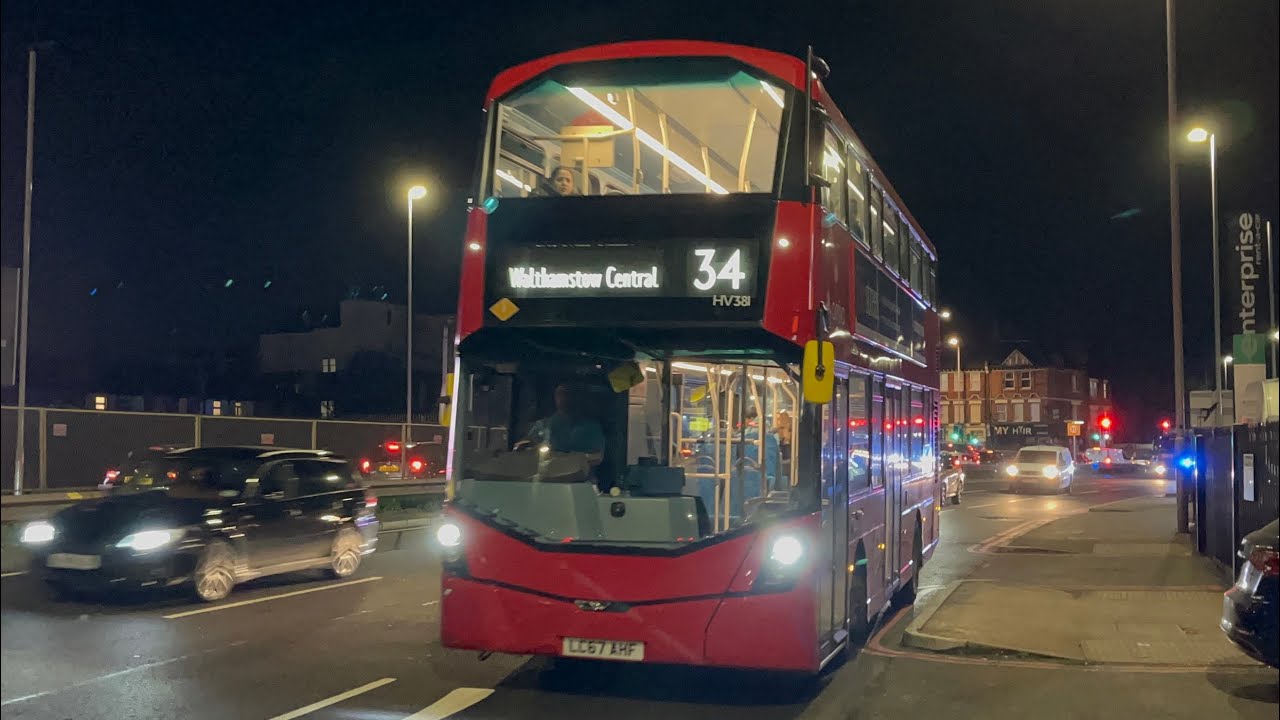 *FAST* Journey on Arriva London Route 34 to Crooked Billet Roundabout. Gemini 3 HV381 (LC67 AHF)