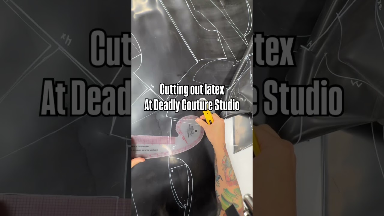 Cutting out latex in the studio at Deadly Couture. #customlatex #latexdesign #latexwear #latextips