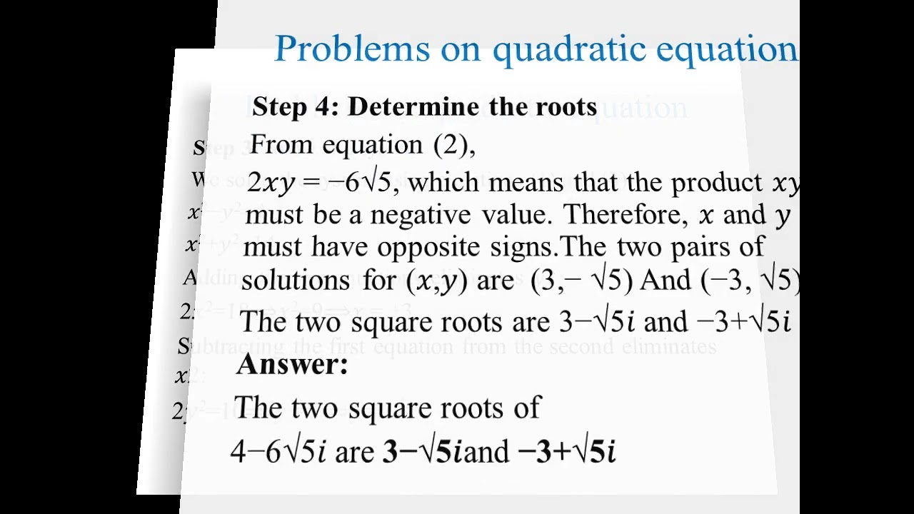 problems on quadratic equation