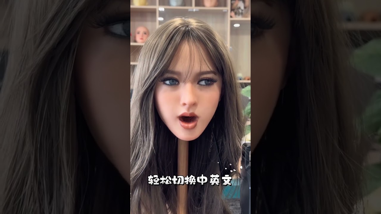 Asian AI Realistic Doll Head with Electronic Eyes | Lifelike Blinking & Facial Expressions