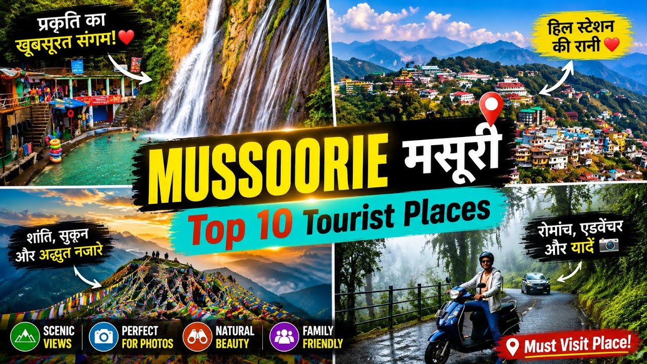 Mussoorie top 10 tourist places , मसूरी घूमने के 10 प्रसिद्ध पर्यटक स्थल 