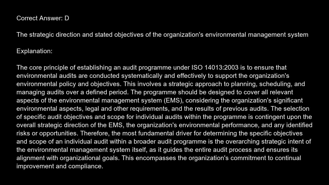 ISO 14013 2003   Guidelines for Environmental Auditing   Audit Programmes Free Practice Test video