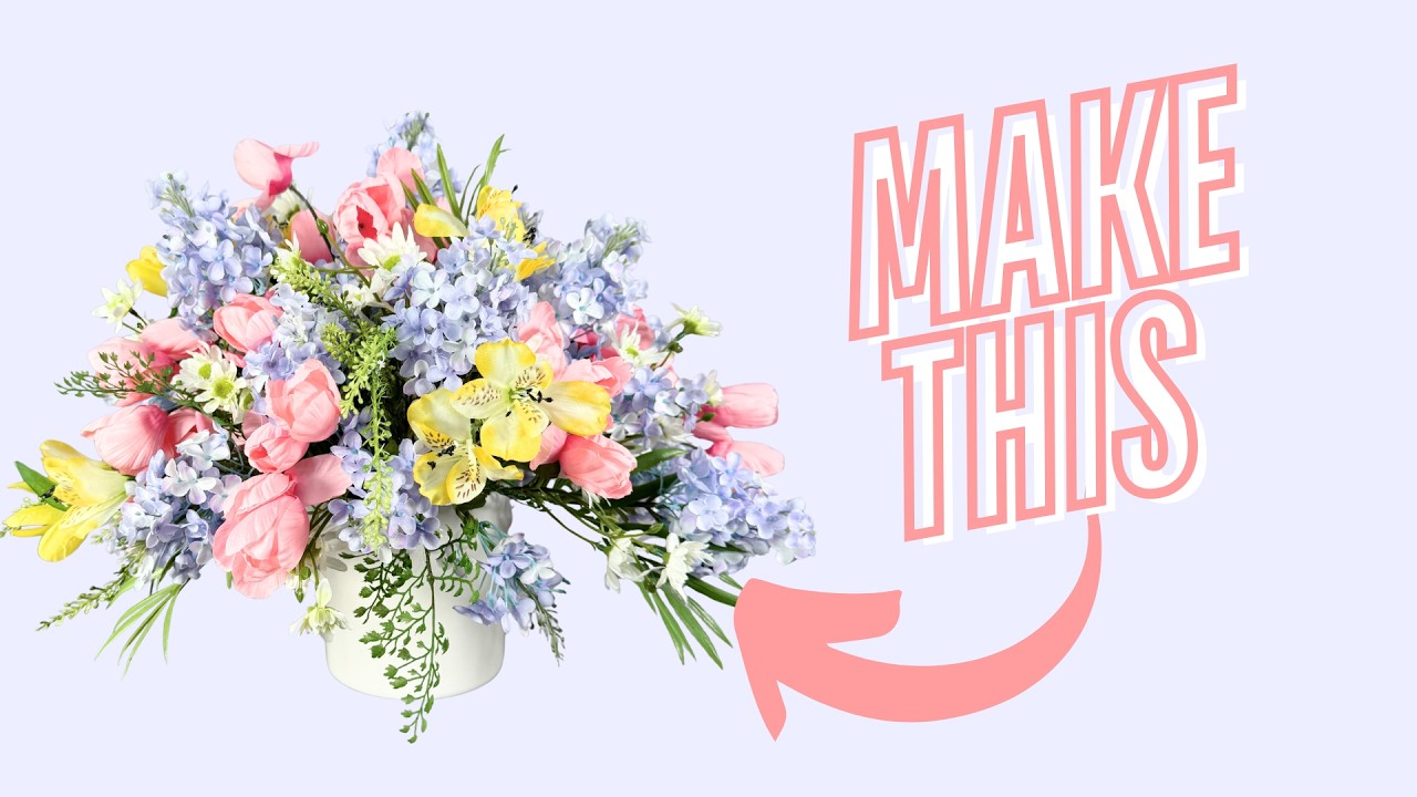 DIY Silk Flower Lilac Spring Table Arrangement