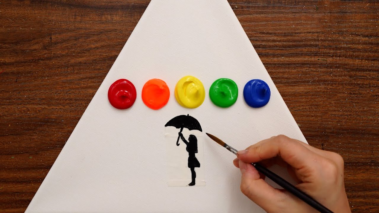 How To Acrylic Paint From Color Dots (1489)｜A Girl With An Umbrella｜Painting For Beginners