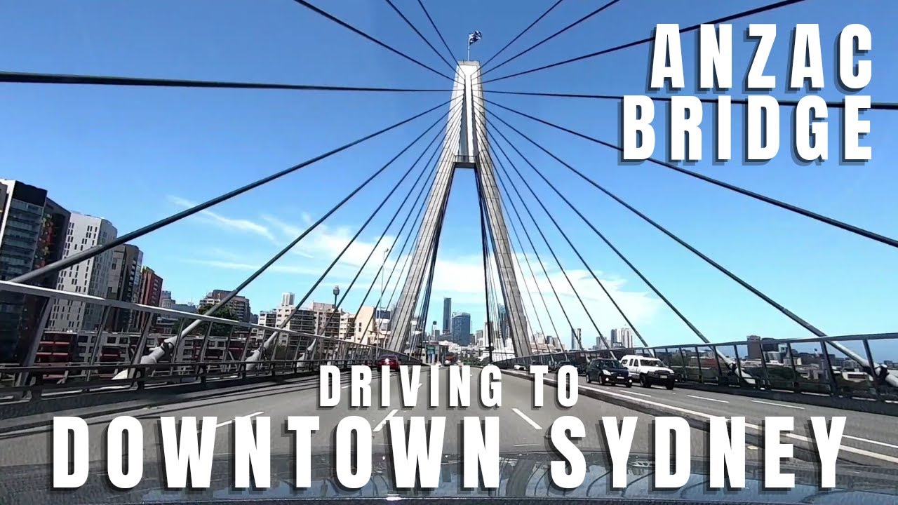 Driving to downtown Sydney CBD via Anzac Bridge, Bathurst St - Sydney NSW Australia 2021