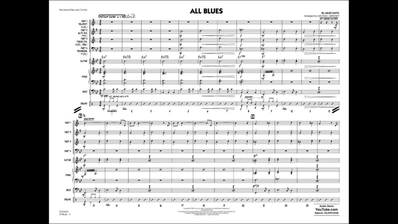 All Blues by Miles Davis/arr. Michael Sweeney
