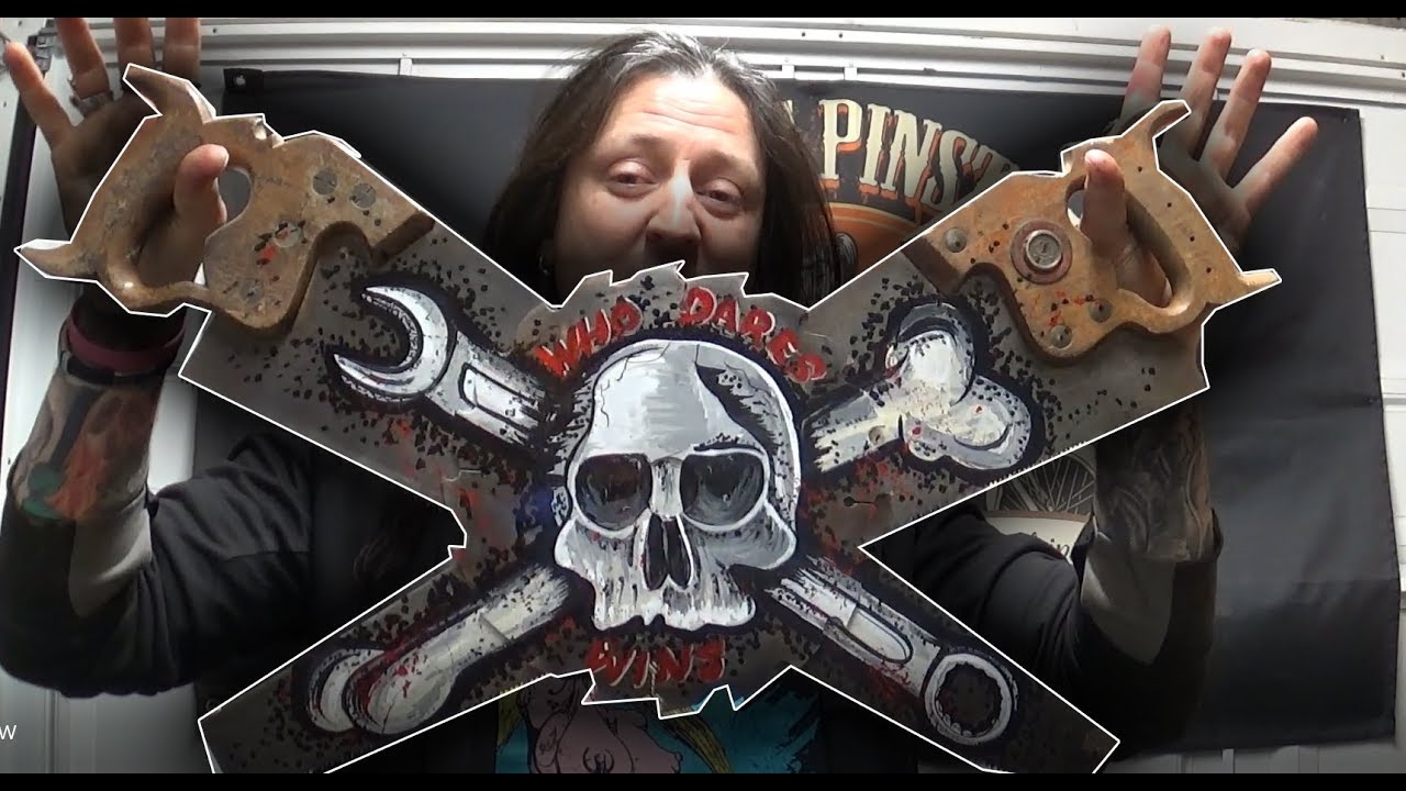 Cambridge Pinstriping, Who Dares Wins - Cross Bones Saw