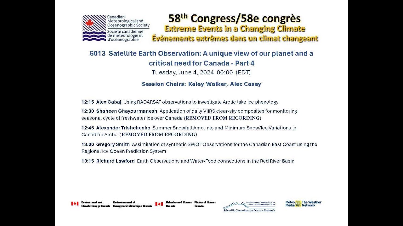 6013 Satellite Earth Observation: A unique view of our planet and a critical need for Canada - Pt 4