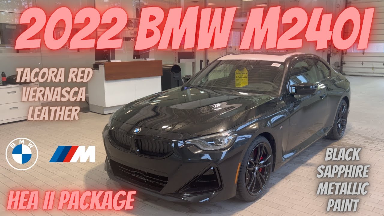2022 BMW M240i Black Sapphire With Tacora Red Leather Showcase!