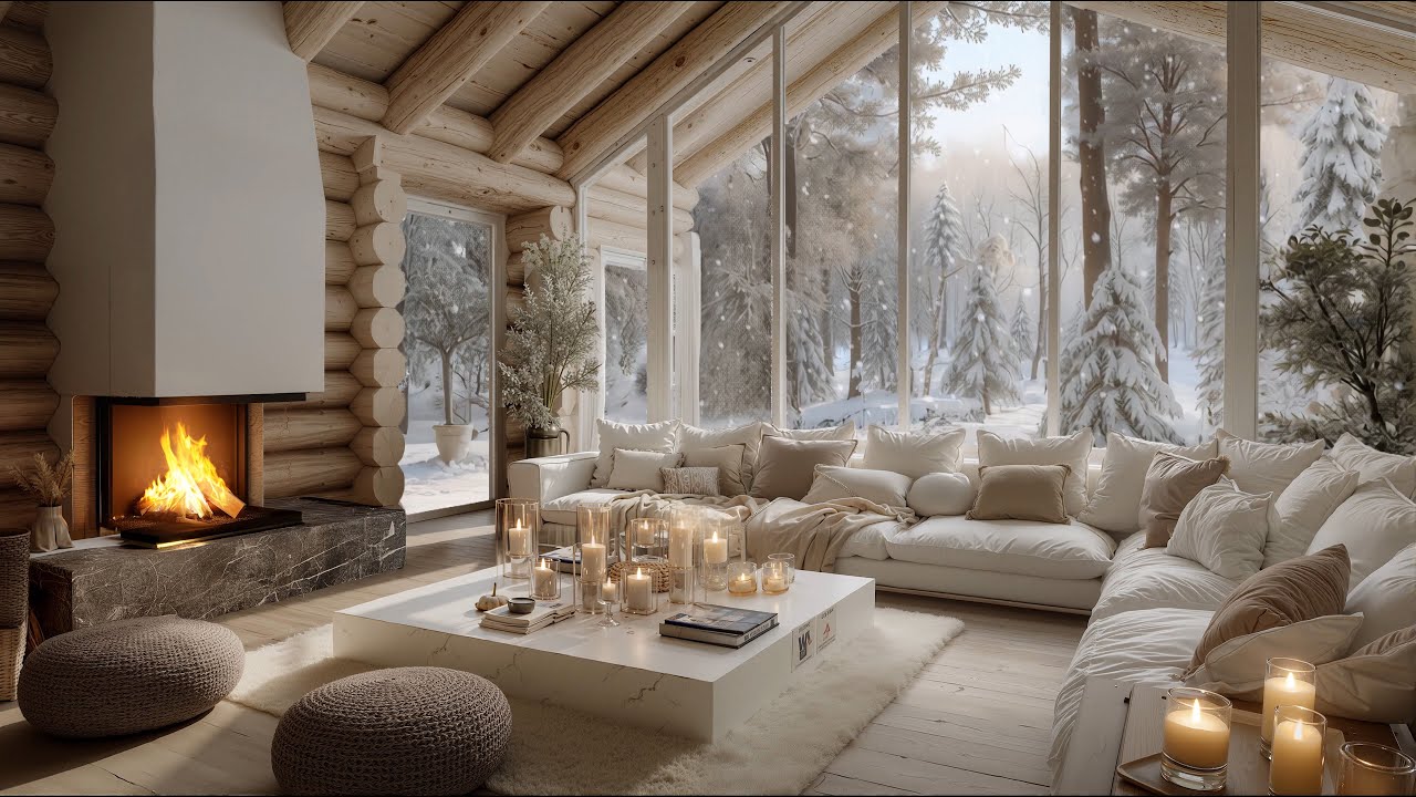 Calming Winter Piano | Focus Music with Fireplace Sounds for Stress Relief