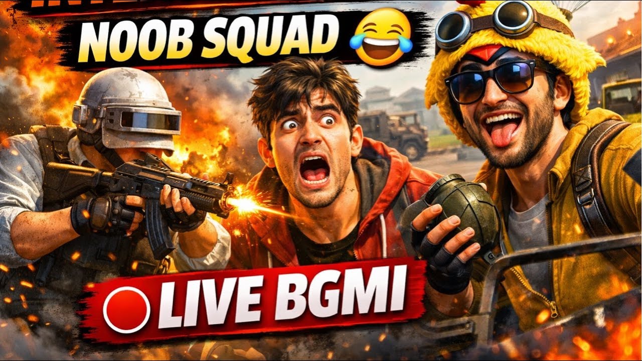 BGMI Live 🔥 Intense Rush Gameplay | Noob Squad Funny Moments 😂 | BGMI Live Hindi