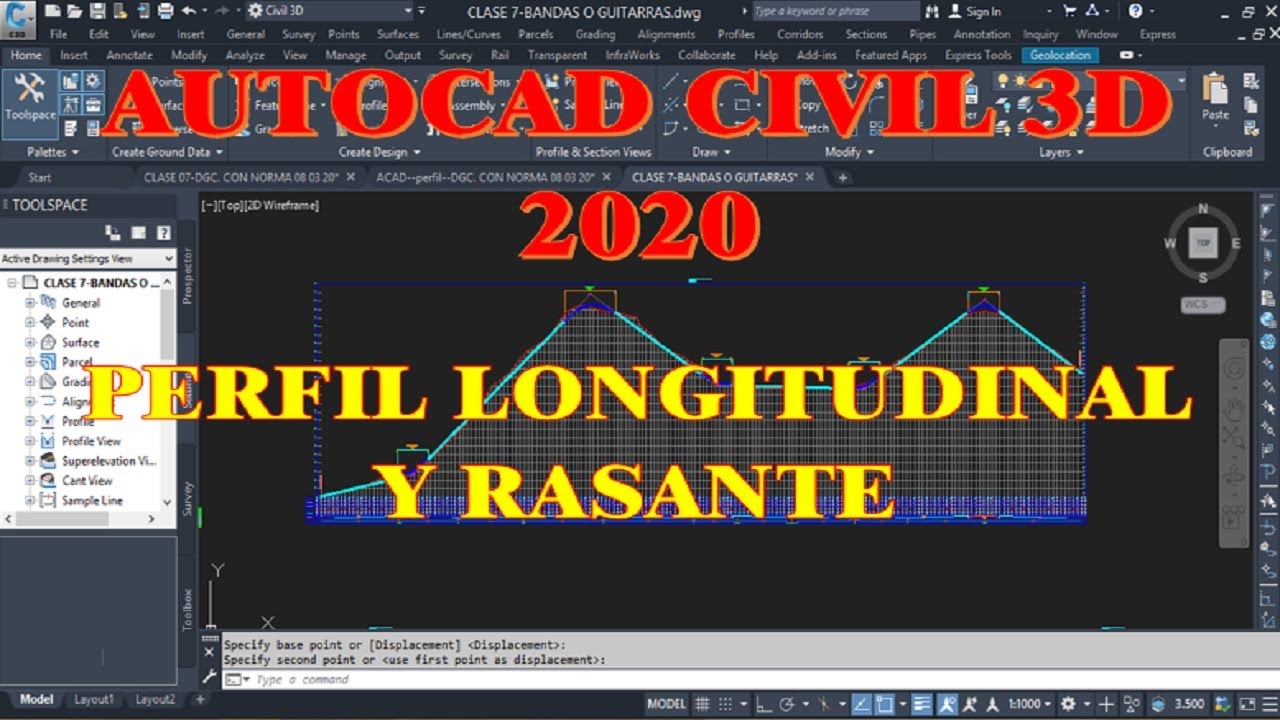 PERFIL LONGITUDINAL PARTE 01 TERRENO Y TRAZO DE RASANTE EN AUTOCAD CIVIL 3D 2018-2024