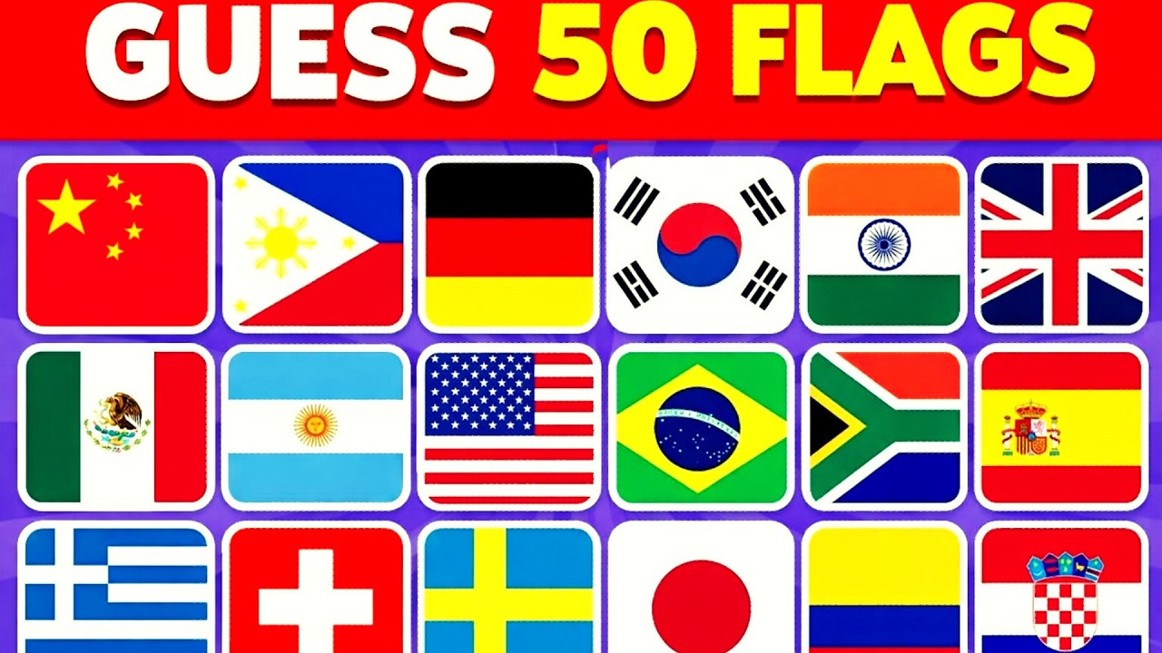 Guess The Flag Quiz 🚩 | 50 Countries Flag Quiz | Can you identify this flag?