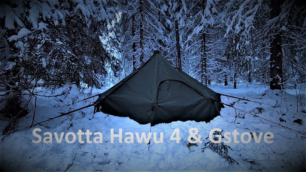 Freezing winter night with Savotta Hawu 4 -tent and Gstove