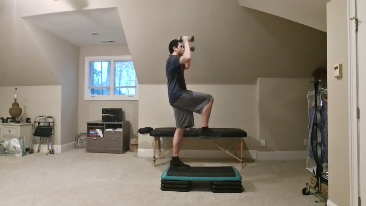 Phase 2: Step-up-to-balance with overhead press