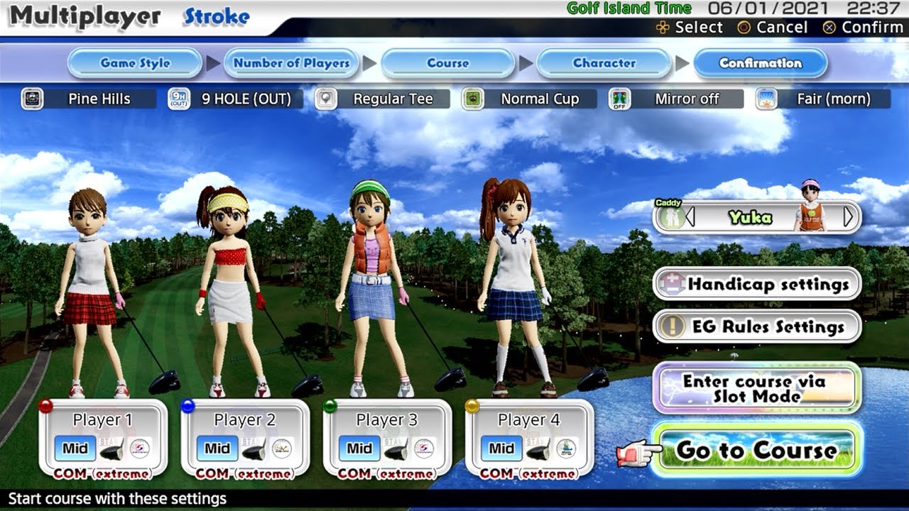 Everybody's Golf (PS4) - Nanako vs. Aya vs. Jasmine vs. Yuna (CPU Stroke)
