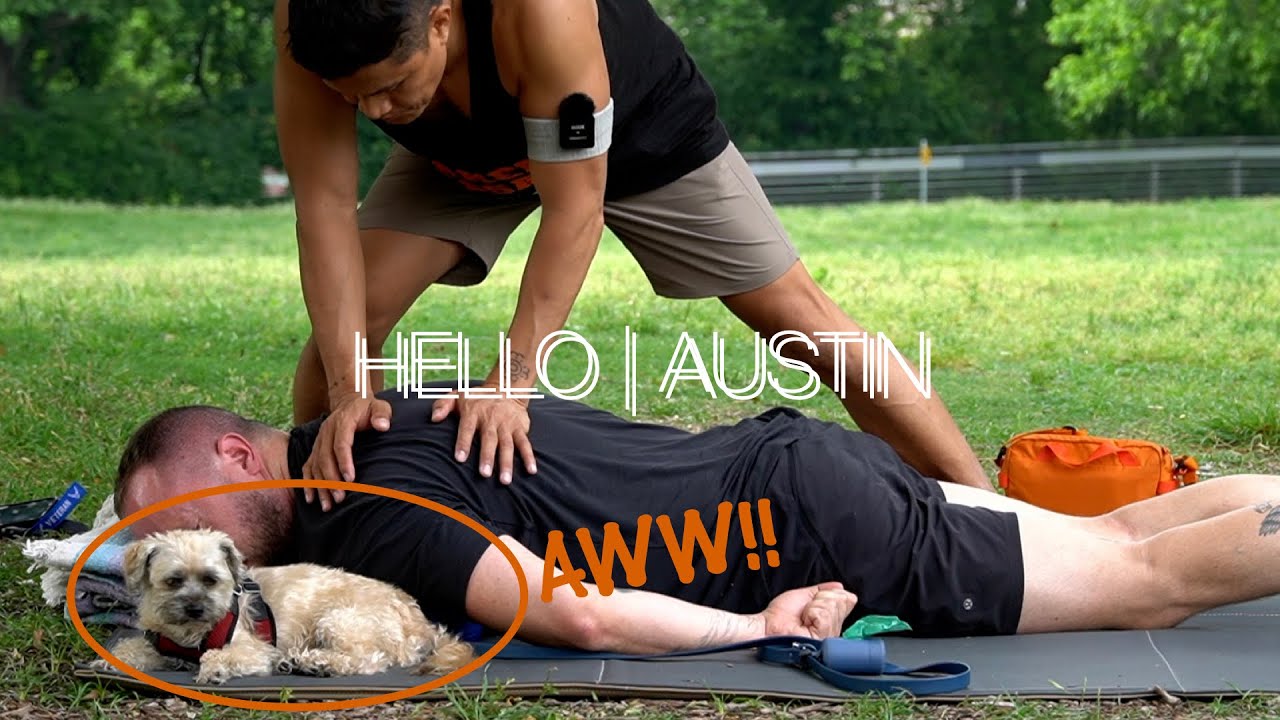 Thai Massage Outdoors in Austin 🌞 Michael Brings His SWEET Dog to the Session!