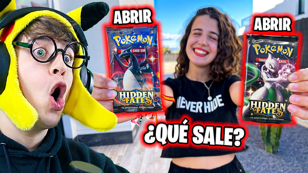 Abriendo 100 sobres Pokémon para conseguir a CHARIZARD SHINY con mi HERMANA en DIRECTO!!!
