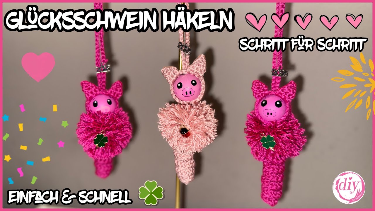 🍀 GLÜCKSSCHWEIN 🐷 häkeln | Glücksbringer | Glückswürmchen | super einfach | Schritt für Schritt 🍀