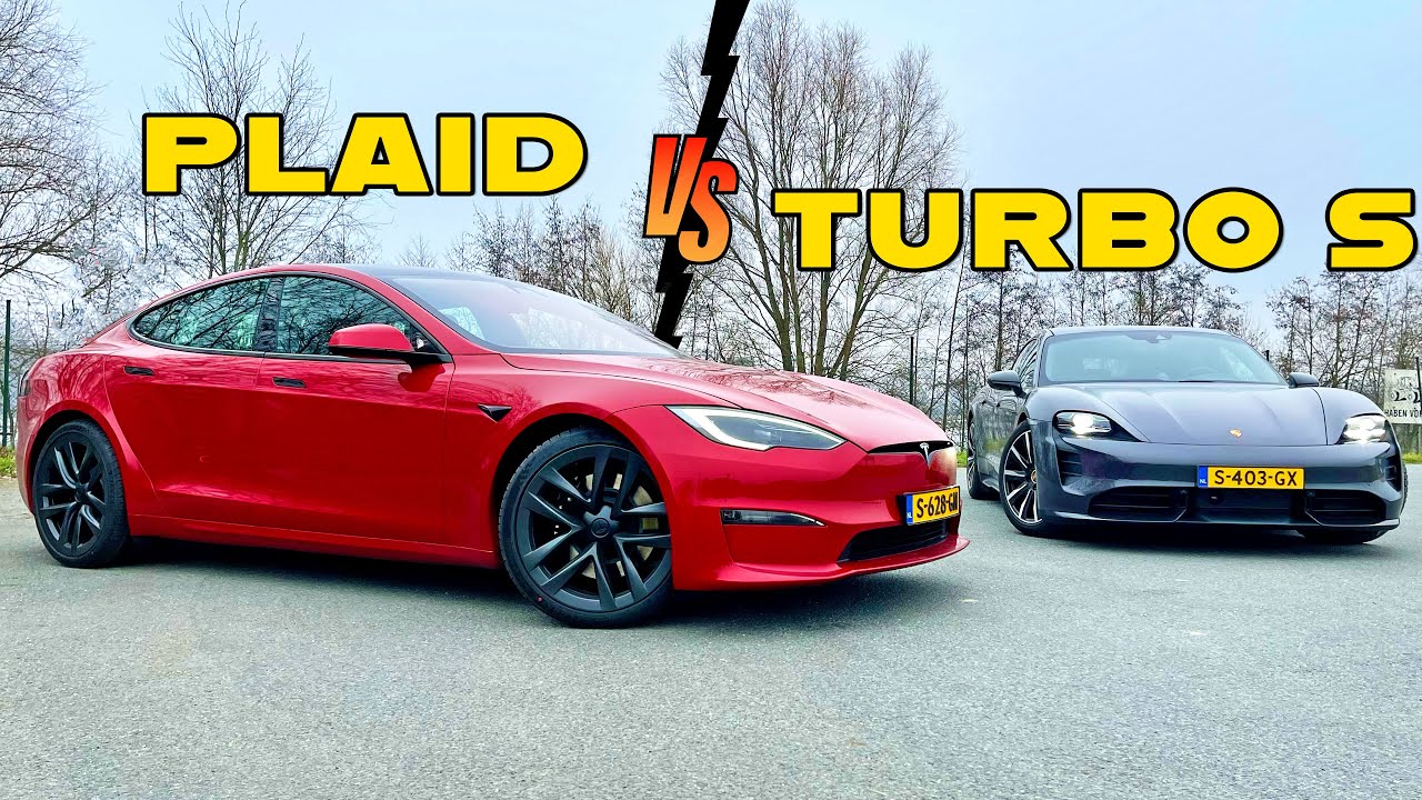 Tesla Plaid 1020HP vs 762HP Porsche Taycan Turbo S | REVIEW on Autobahn
