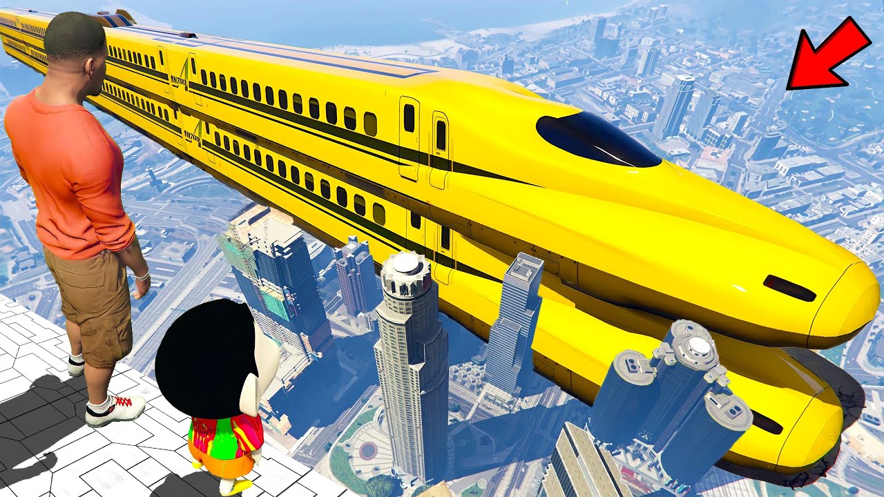 GTA 5 : Franklin & Shinchan Search Biggest And Unique Double Train In GTA 5 ! (GTA 5 Mods)