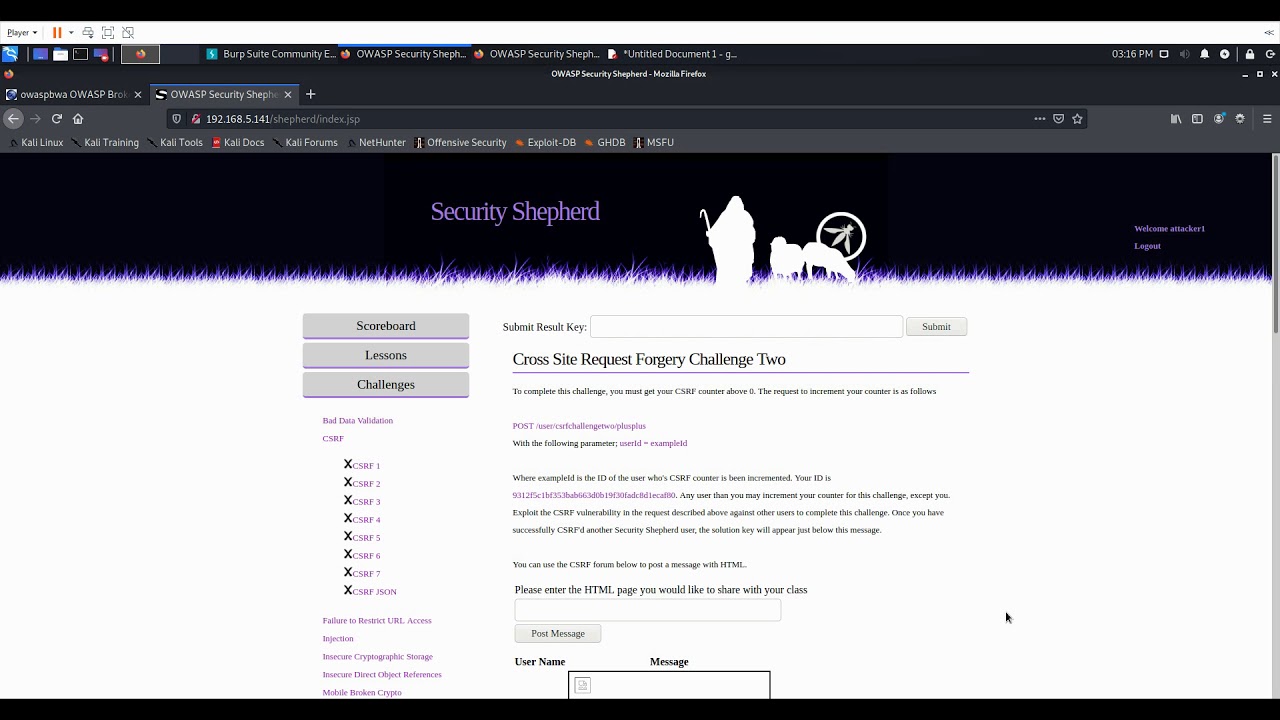 Security Shepherd Cross Site Request Forgery Lesson 1&2