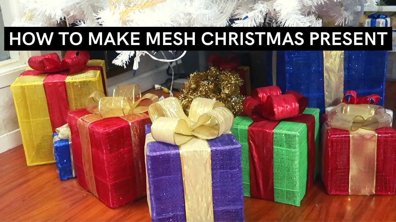 DIY Tutorial | How to make mesh christmas present gift box decor