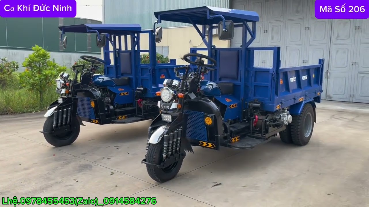 2 Siêu Phẩm Xe Ba Bánh Máy Dầu Kubota V2203.Cầu số 2,5tấn Phanh Hơi Lốc Kê.Gắn Tời Động Cơ Xe Máy!